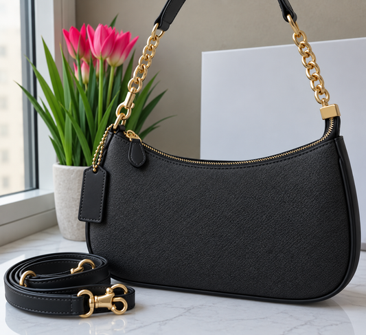Classic Black Chain Shoulder Bag with Strap