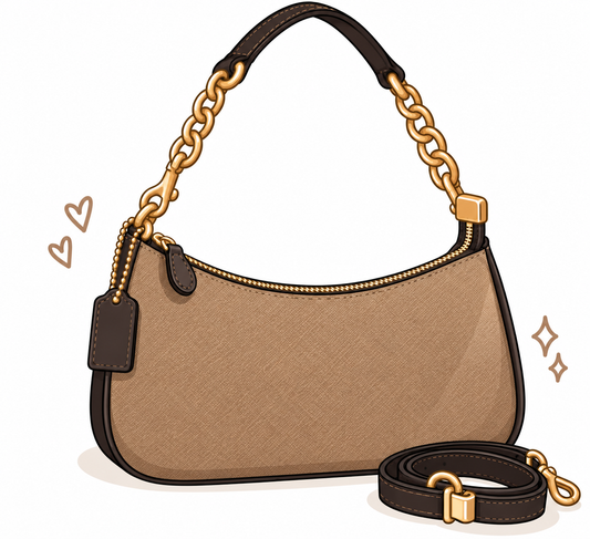Taupe Brown Chain Shoulder Bag with Strap
