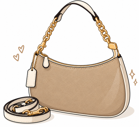 Soft Cream Chain Shoulder Bag with Strap