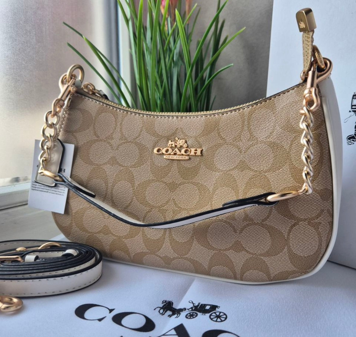 Teri Shoulder Bag — Rich Leather with Gold Accents