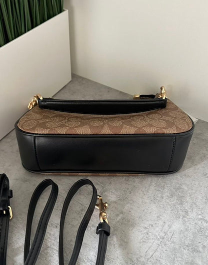 Teri — Classic Monogram Shoulder Bag with Gold Chain Detailing