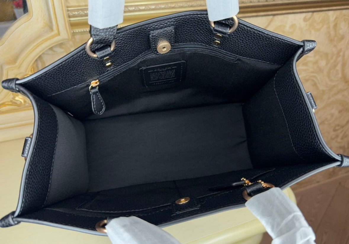 Heritage Structured Tote in Deep Espresso Pattern with Textured Black Accents