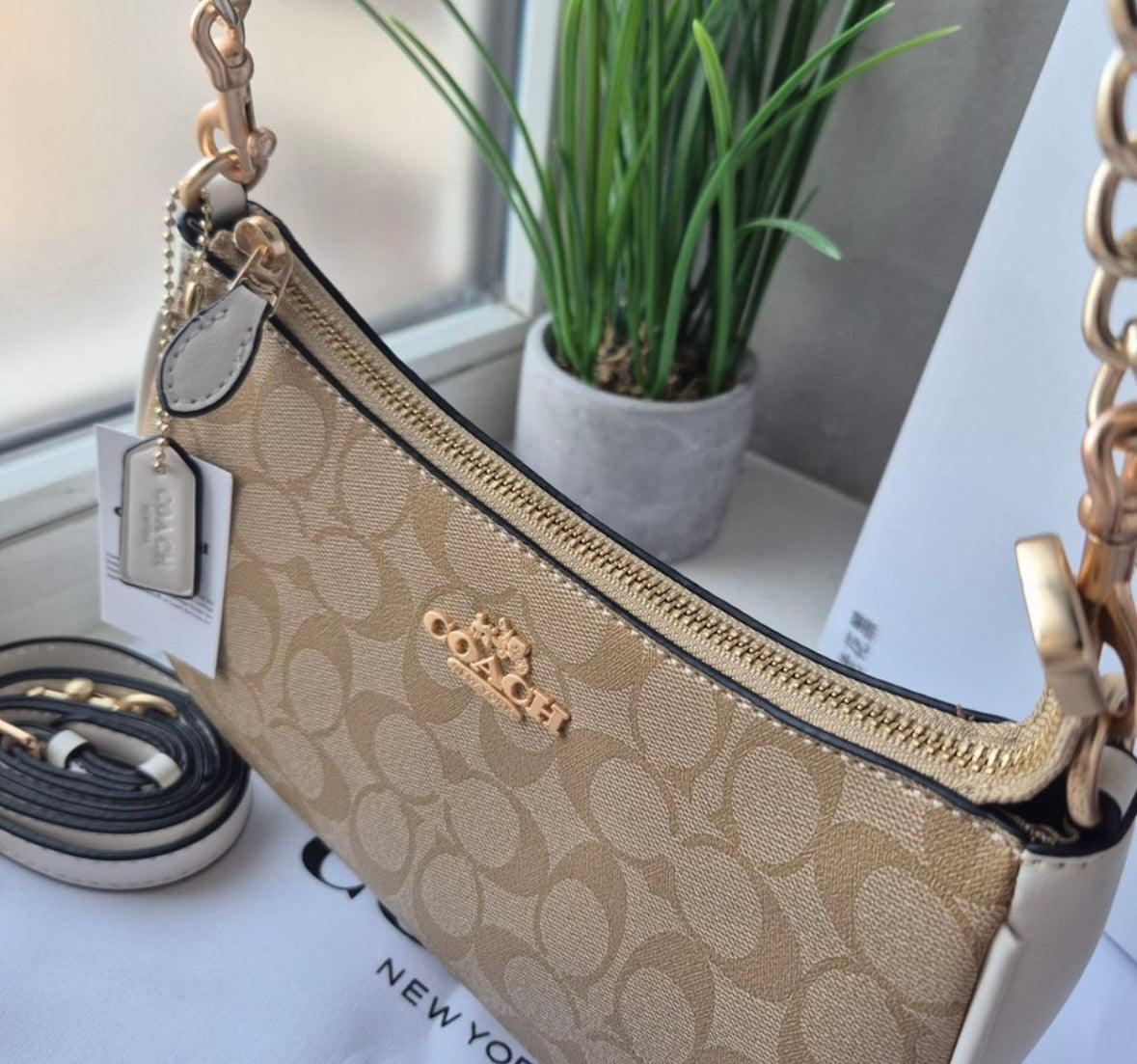 Teri Shoulder Bag — Rich Leather with Gold Accents