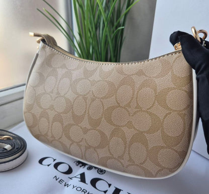 Teri Shoulder Bag — Rich Leather with Gold Accents