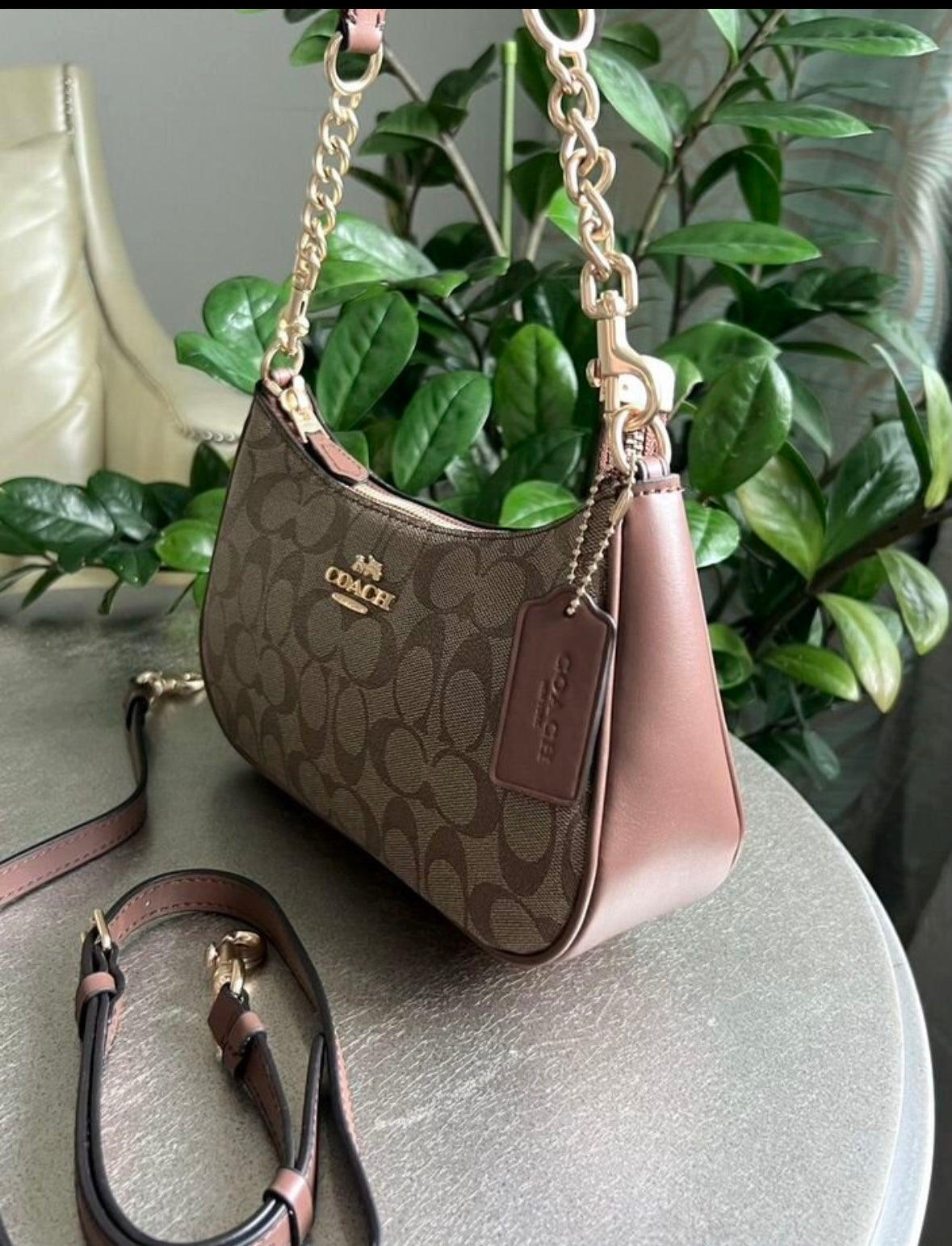 Teri — Classic Signature Shoulder Bag in Soft Beige