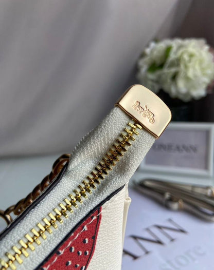 Teri Strawberry Dream Bag — Soft Cream Design with Gold Chain Details