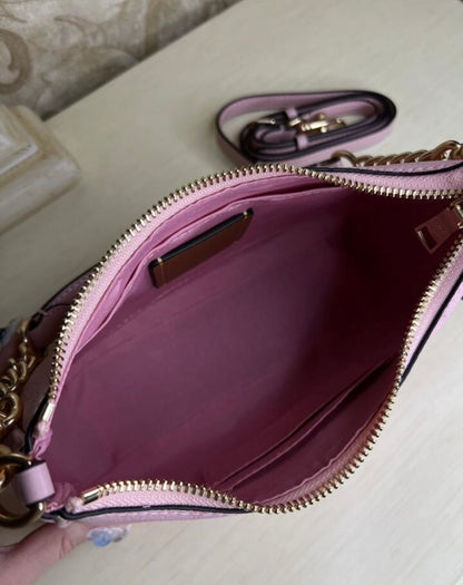 Heritage Mini Shoulder Bag in Soft Rose with Sculpted Chain Accent