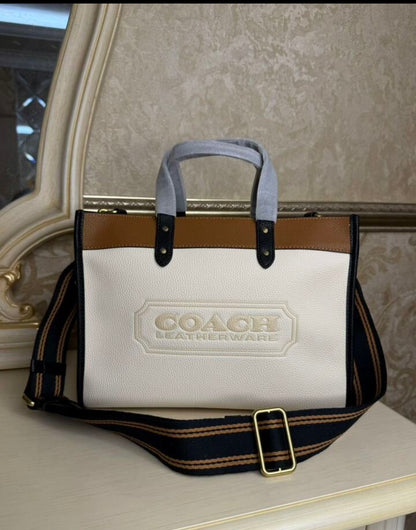 Heritage Structured Tote in Midnight Pebble with Sculpted Handle Crimson Lining