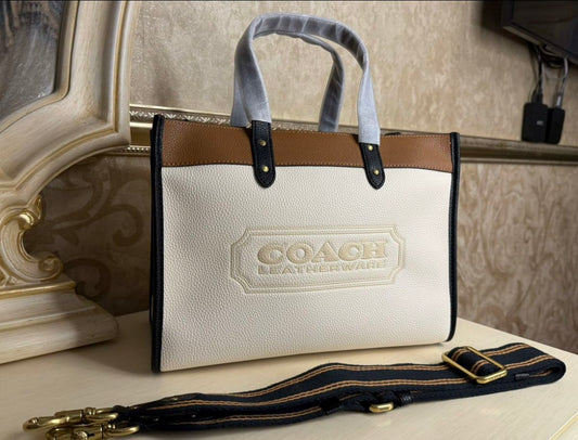 Heritage Structured Tote in Midnight Pebble with Sculpted Handle Crimson Lining