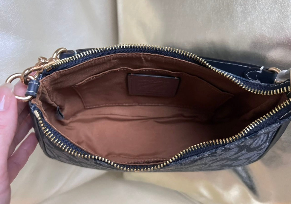 Teri — Soft Blue Signature Shoulder Bag with Gold Accents