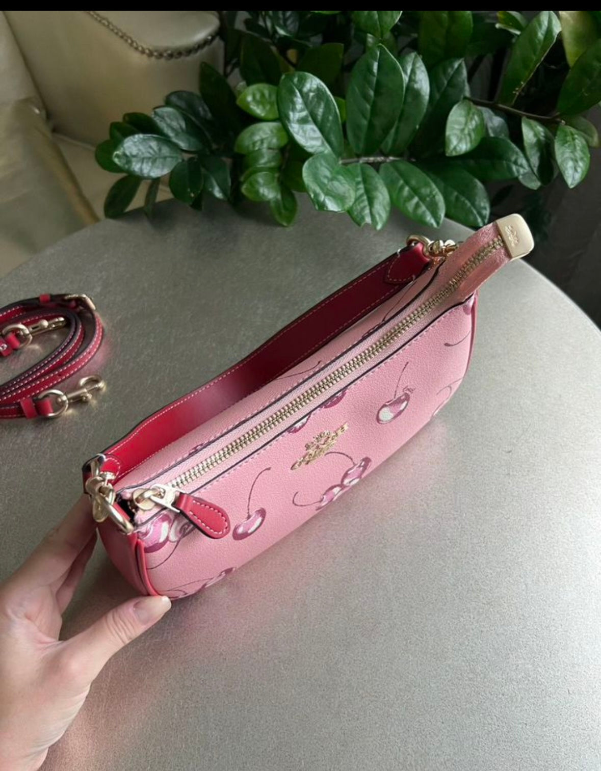 Teri Cherry Blossom Pink — Soft Signature Shoulder Bag with Playful Print