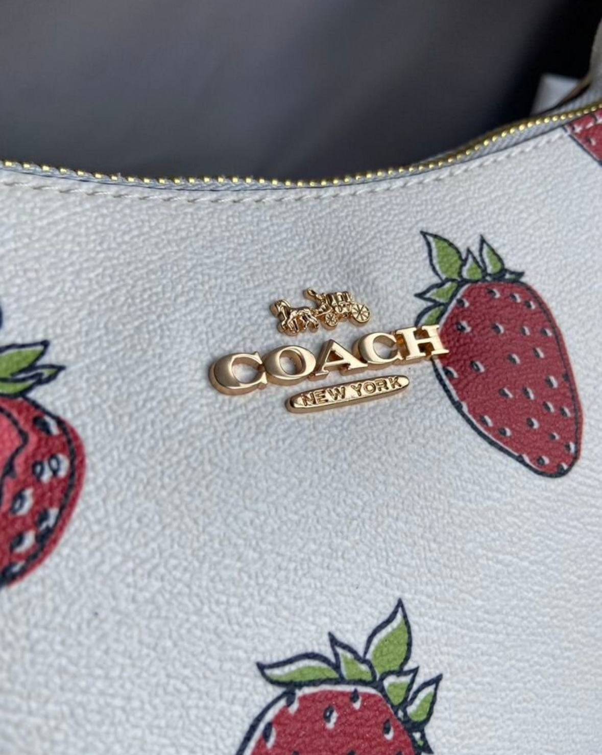Teri Strawberry Dream Bag — Soft Cream Design with Gold Chain Details