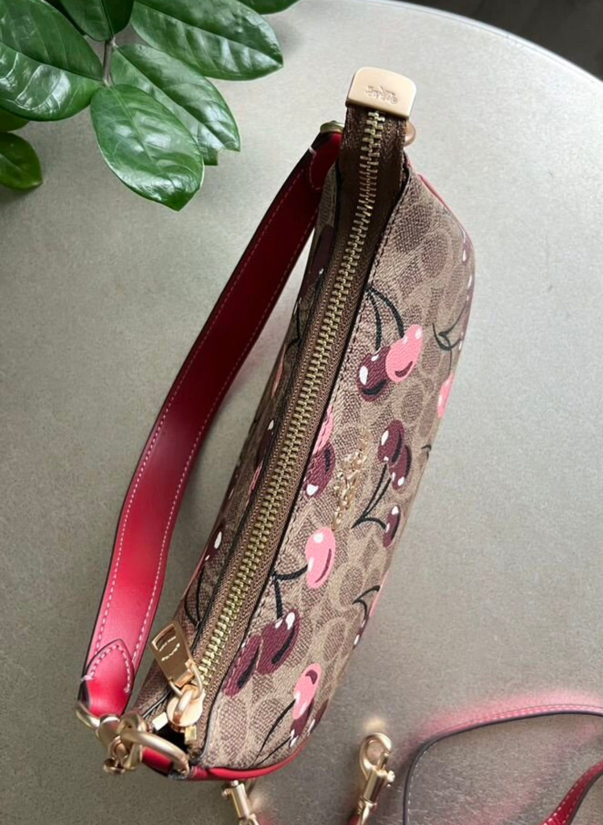 Teri Cherry Edition — Playful Mini Shoulder Bag with Signature Print Red Leather Accents