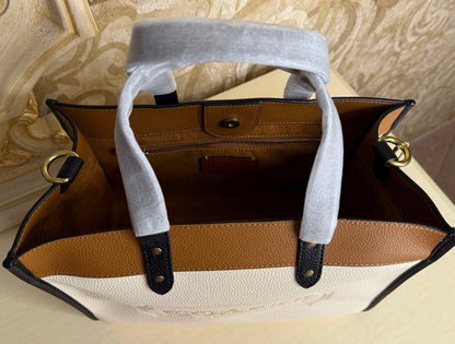 Heritage Structured Tote in Midnight Pebble with Sculpted Handle Crimson Lining