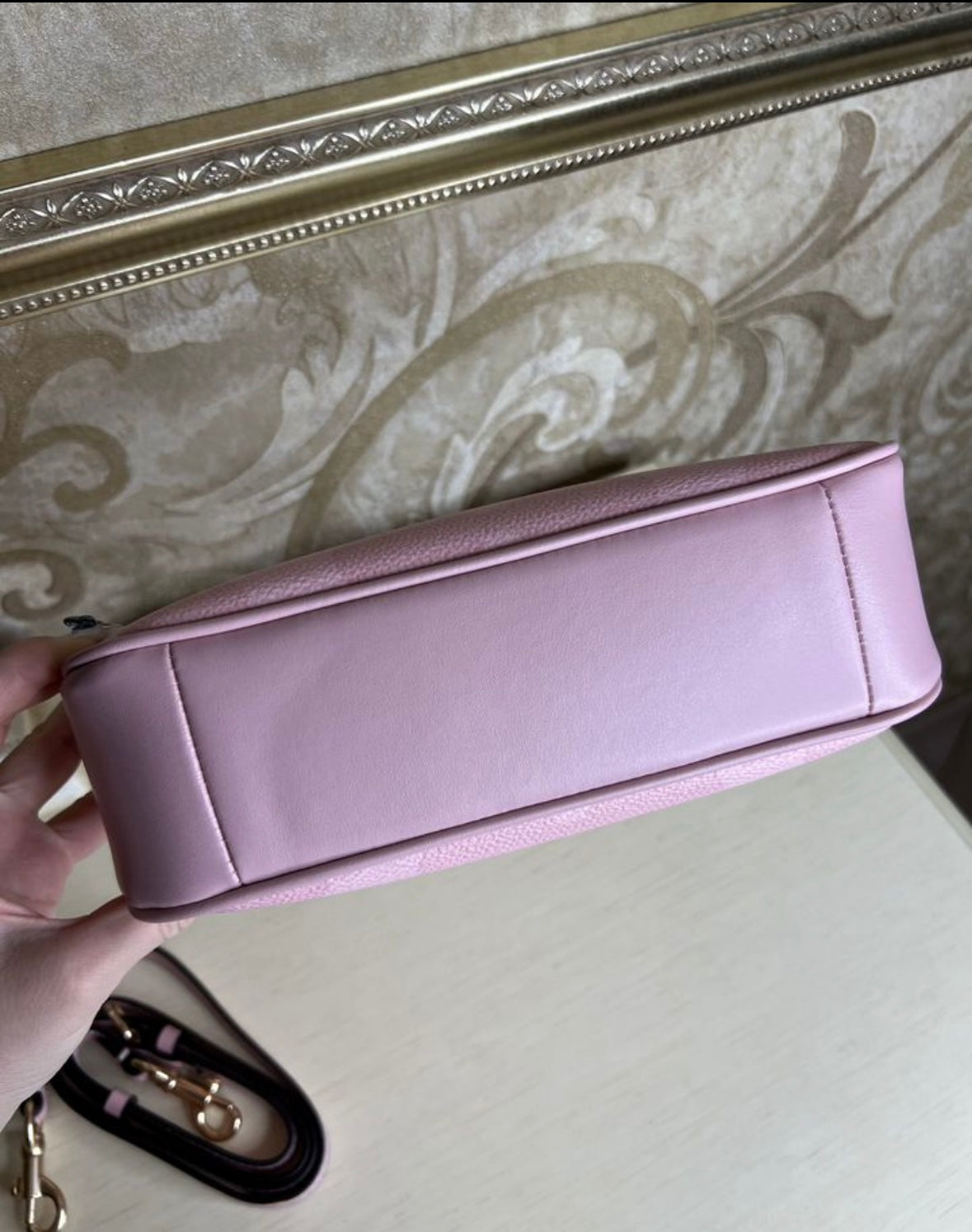 Heritage Mini Shoulder Bag in Soft Rose with Sculpted Chain Accent