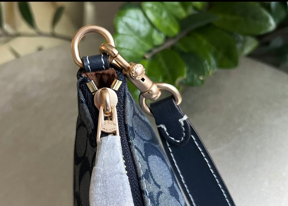 Teri — Soft Blue Signature Shoulder Bag with Gold Accents