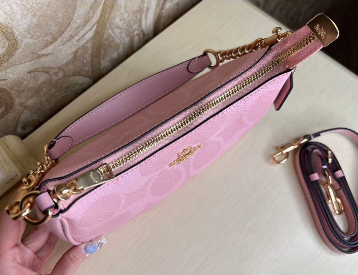 Heritage Mini Shoulder Bag in Soft Rose with Sculpted Chain Accent