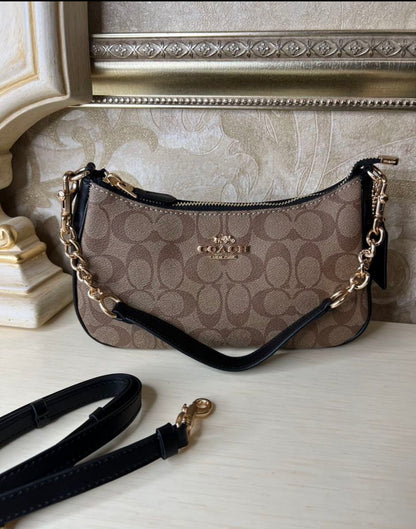 Heritage Mini Shoulder Bag in Classic Taupe with Sculpted Chain Handle