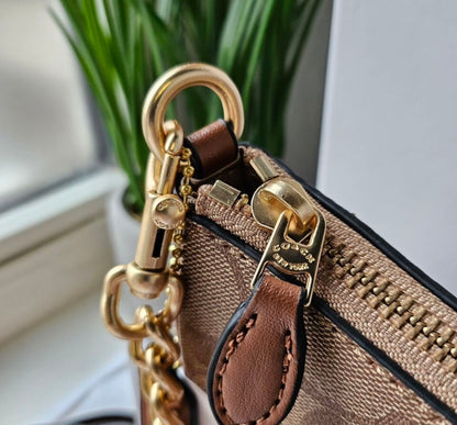 Teri Shoulder Bag — Signature Leather with Rich Tan Leather and Gold Accents