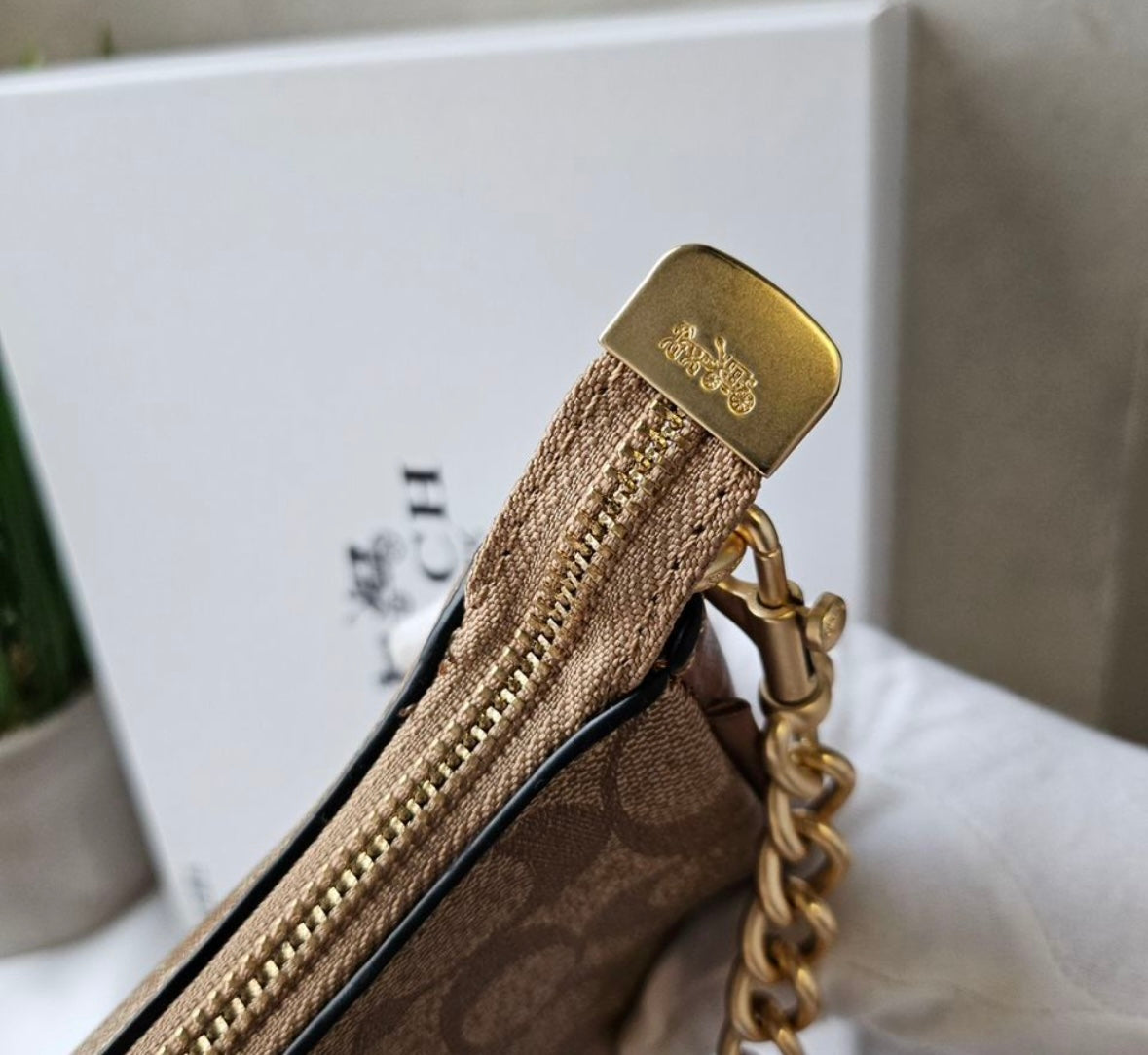 Teri Shoulder Bag — Signature Leather with Rich Tan Leather and Gold Accents