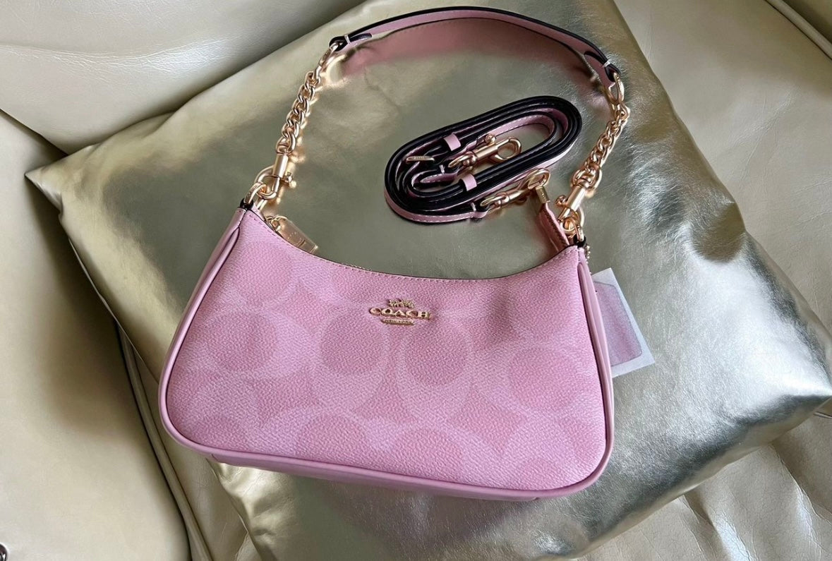 Teri Soft Rose Shoulder Bag — Elegant Pastel Design with Signature Charm