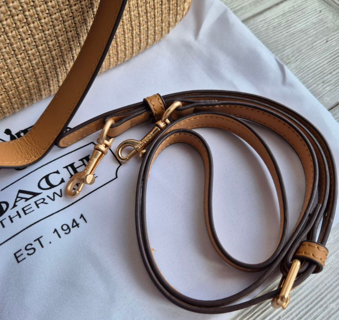 Teri Shoulder Bag — Woven Raffia with Leather Trim