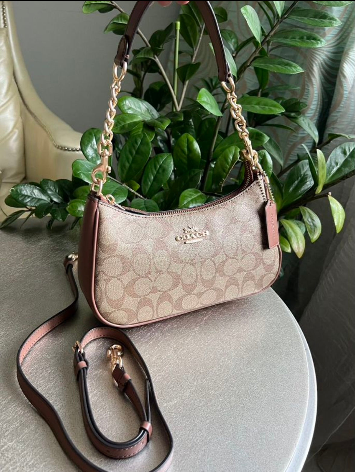 Teri — Classic Signature Shoulder Bag in Soft Beige