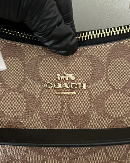Teri — Classic Monogram Shoulder Bag with Gold Chain Detailing