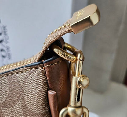 Teri Shoulder Bag — Signature Leather with Rich Tan Leather and Gold Accents