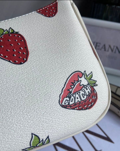 Teri Strawberry Dream Bag — Soft Cream Design with Gold Chain Details