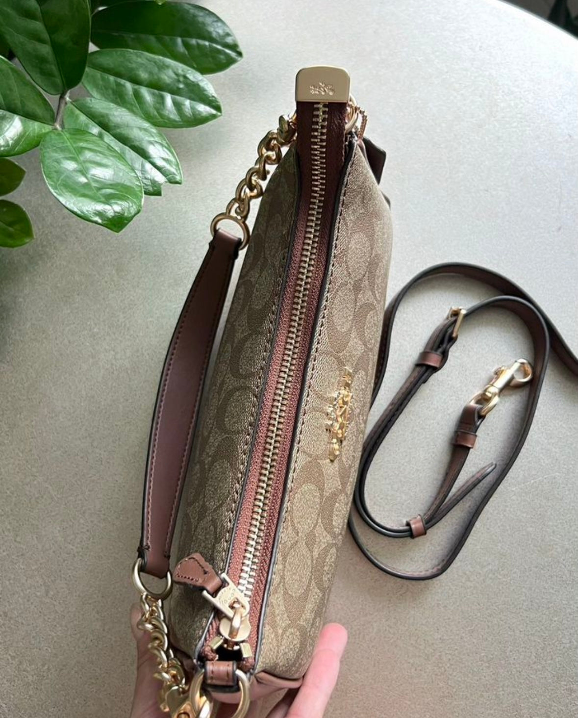 Teri — Classic Signature Shoulder Bag in Soft Beige