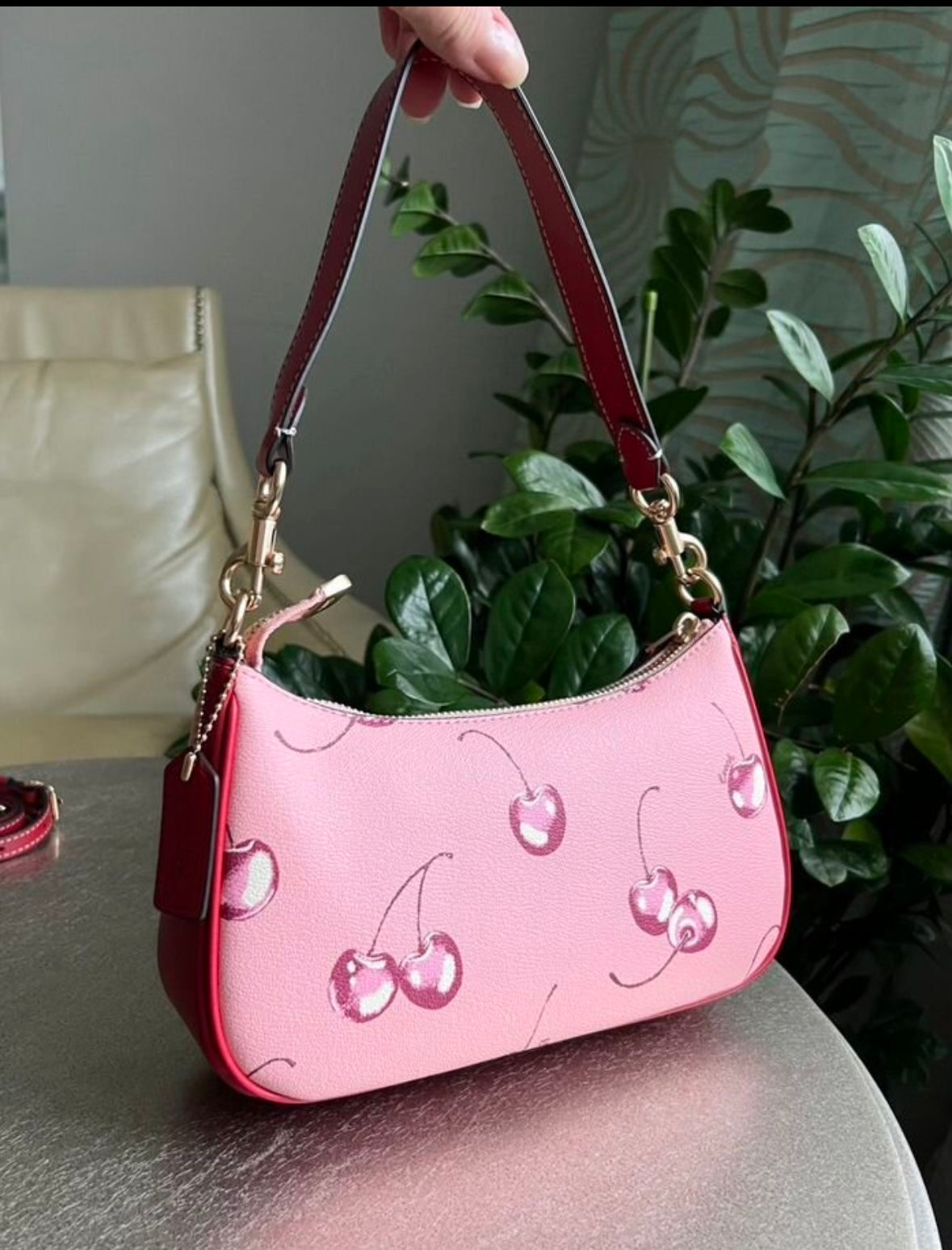 Teri Cherry Blossom Pink — Soft Signature Shoulder Bag with Playful Print