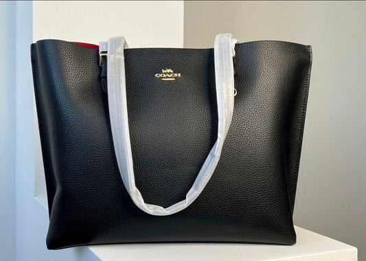 Heritage Large Pebbled Tote in Midnight Black with Refined Slim Straps