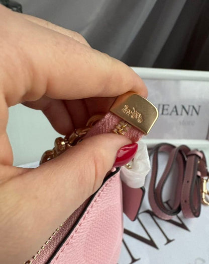Teri — Soft Pink Signature Shoulder Bag with Gold Chain Accents