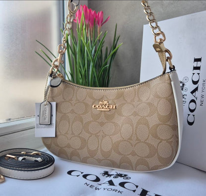 Teri Shoulder Bag — Rich Leather with Gold Accents