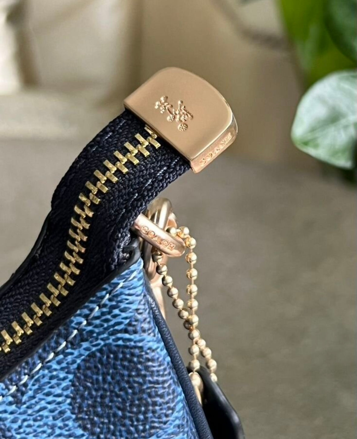 Teri Cherry Blue — Elegant Shoulder Bag with Playful Print  Gold Details