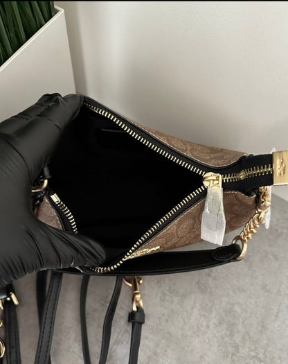 Teri — Classic Monogram Shoulder Bag with Gold Chain Detailing