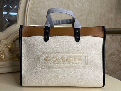 Heritage Structured Tote in Midnight Pebble with Sculpted Handle Crimson Lining