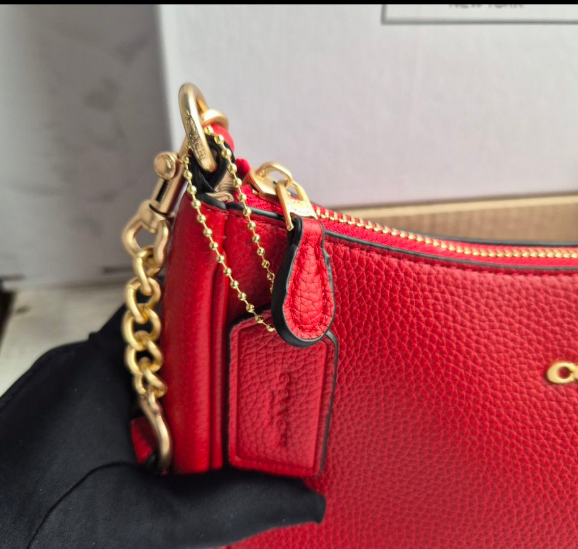 Teri Shoulder Bag — Bold Red Pebbled Leather