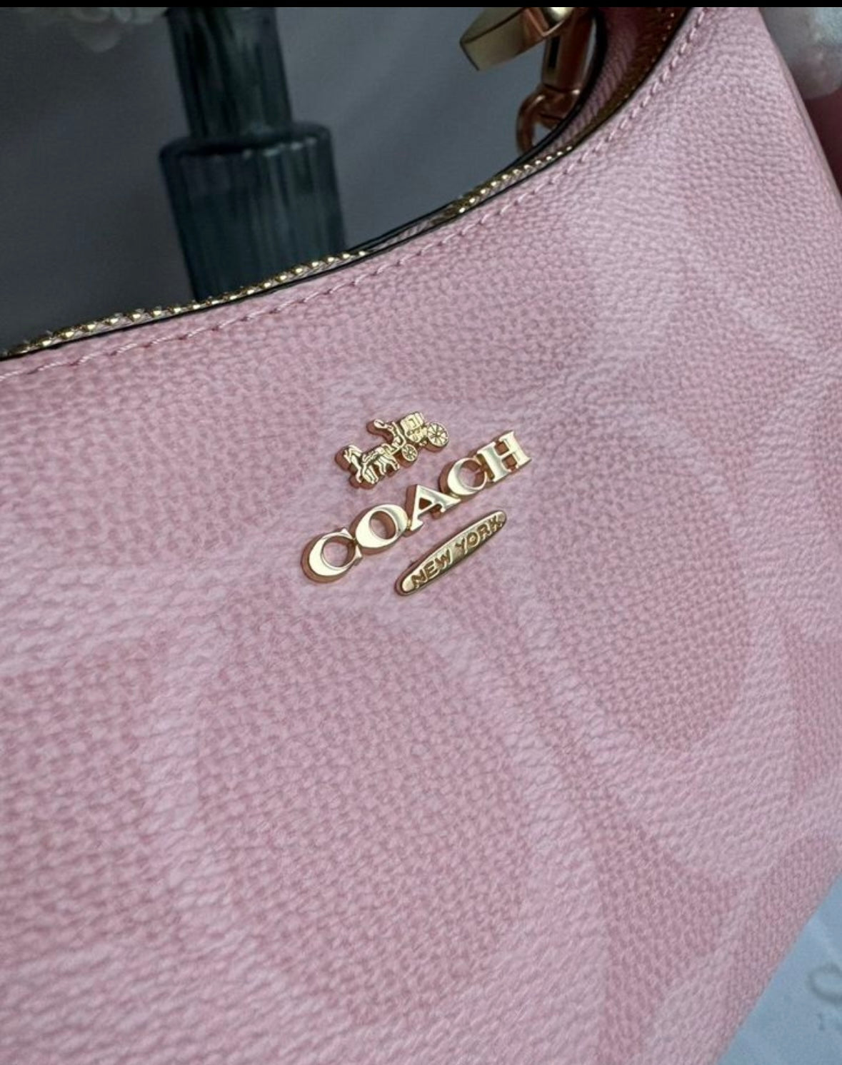 Teri — Soft Pink Signature Shoulder Bag with Gold Chain Accents