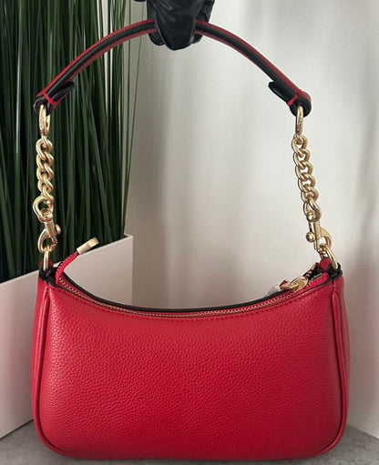 Teri – Classic Red Shoulder Bag with Gold Chain Accents