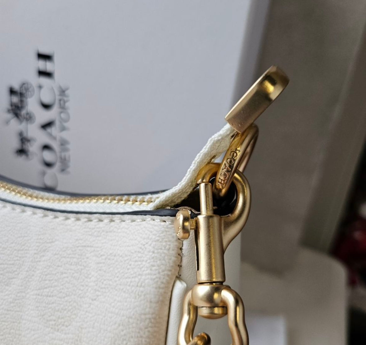 Teri Shoulder Bag — Signature Leather with Ivory Accents and Gold Hardware
