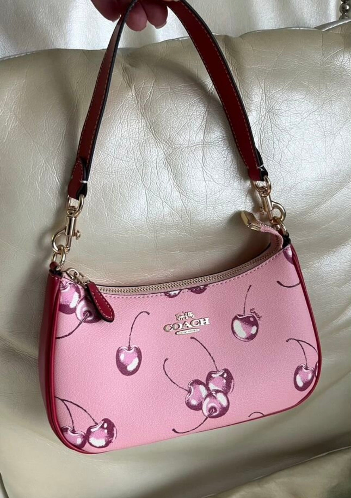 Teri Cherry Blossom Pink — Soft Signature Shoulder Bag with Playful Print